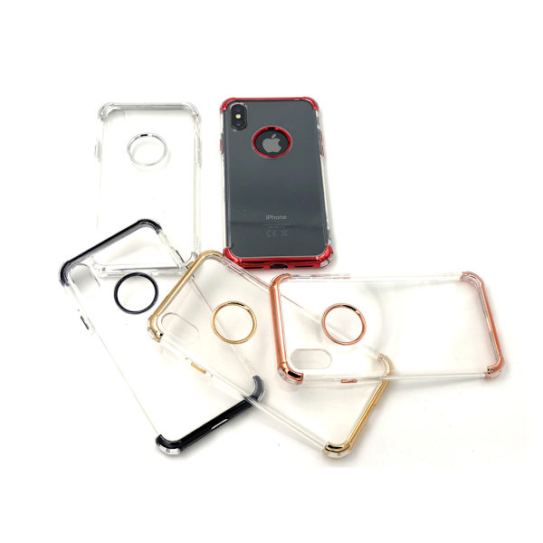 Extra tåligt design silikonskal | färgade kanter iPhone X/XS - fler färger Rosa