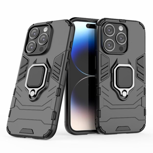 SKALO iPhone 15 Pro Max Armor Hybrid Metallring skal - Svart Svart