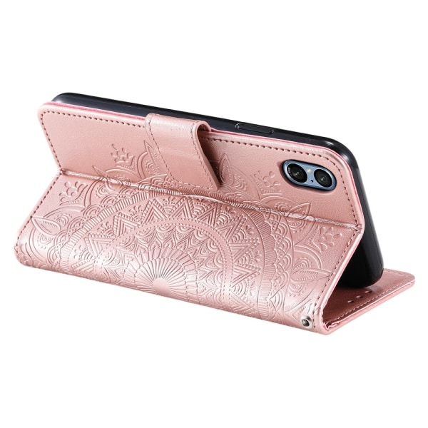 SKALO Sony Xperia 5 V Mandala lompakkokotelo - Ruusukulta Pink gold