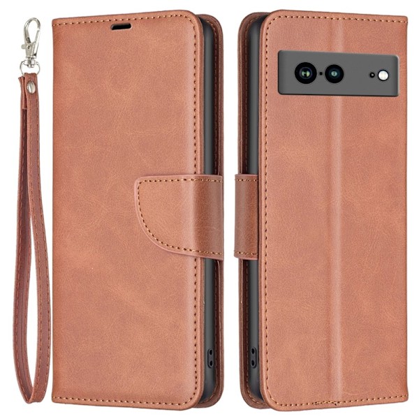 SKALO Google Pixel 7a Flip Cover m. pung i PU-læder - Brun Brown