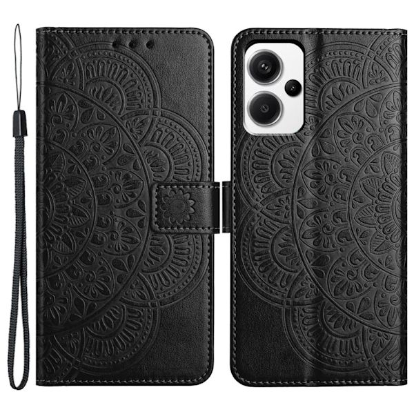 SKALO Xiaomi Redmi Note 13 Pro+ Mandala lompakkokotelo - Musta Black