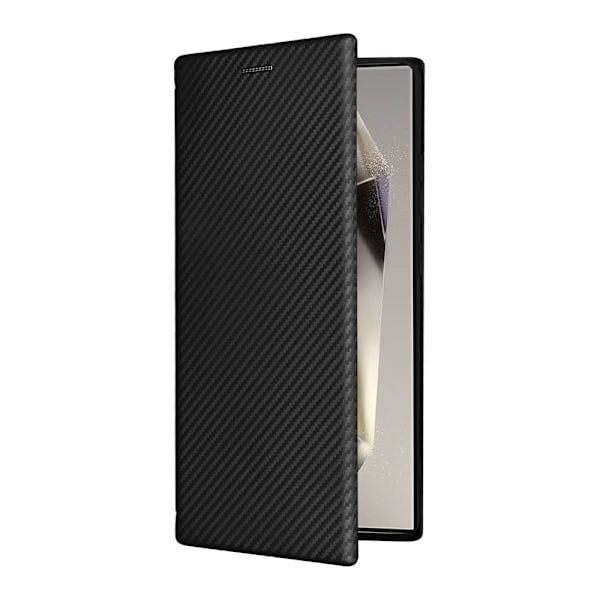 SKALO Samsung S25 Ultra Carbon Fiber Plånboksfodral - Svart Svart