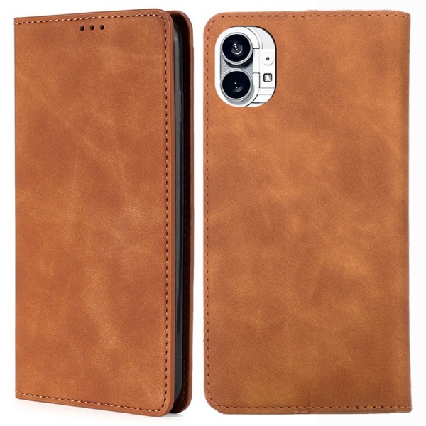 SKALO Nothing Phone (1) Slim Premium Flip Cover - Lys brun Light brown