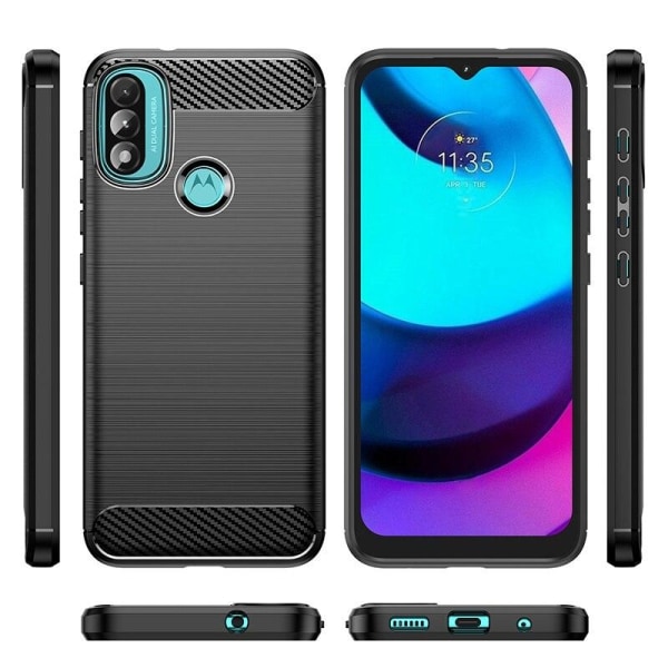 SKALO Moto E20/E30/E40 Armor Carbon Iskunkestävä TPU suojakuori - Valitse väri Grey