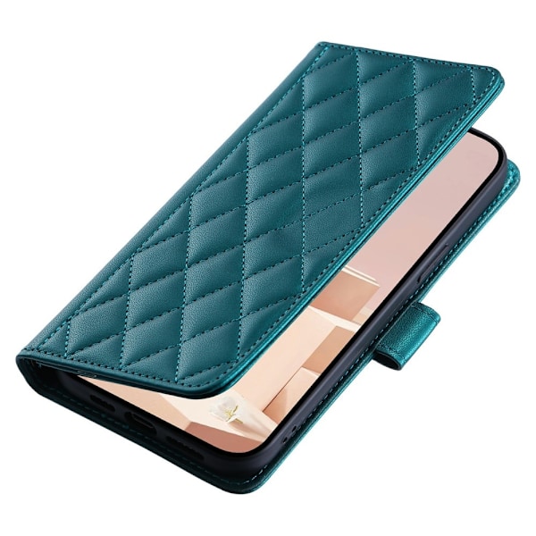 SKALO Samsung S25 Edge Quiltet Skulderrem Flip Cover - Grøn Green