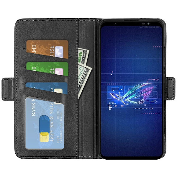 SKALO Asus ROG Phone 6/6Pro/6D/6D Ultimate 5G Premium Wallet Lompakkokotelo - Musta Black