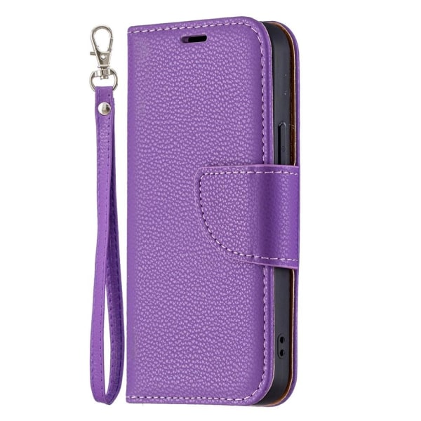 SKALO iPhone 13 Mini Premium Litchi Wallet - violetti Purple