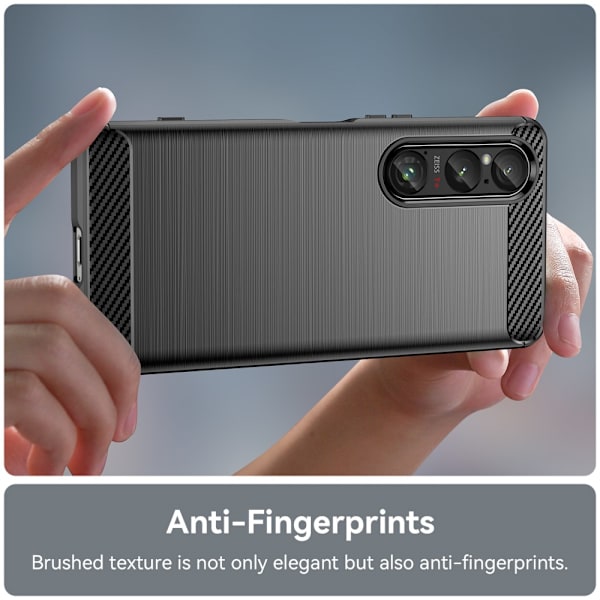 SKALO Sony Xperia 1 VI Armor Carbon Iskunkestävä TPU suojakuori - Valitse väri Black