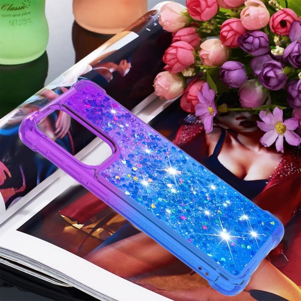 SKALO Samsung A33 5G Kvicksand Glitter Hjerter TPU Cover - Lilla Multicolor