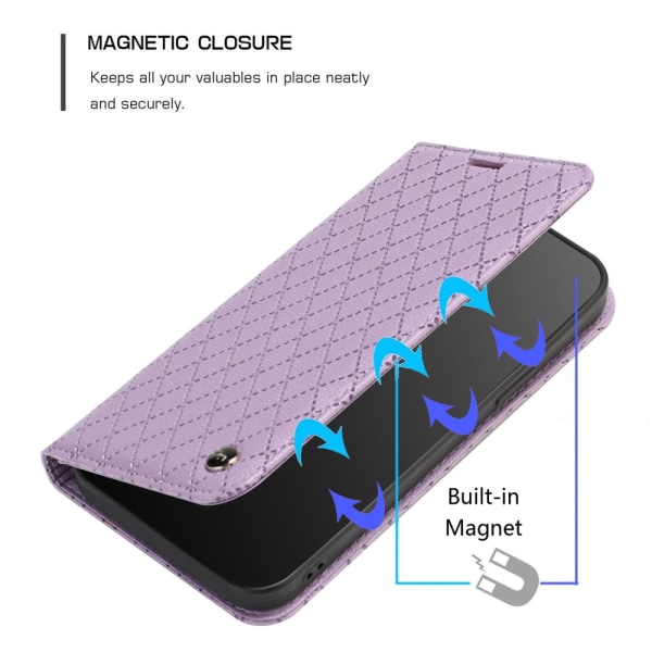 SKALO Xiaomi Redmi 10C Rhombus Litchi Flip Cover - Lilla Purple