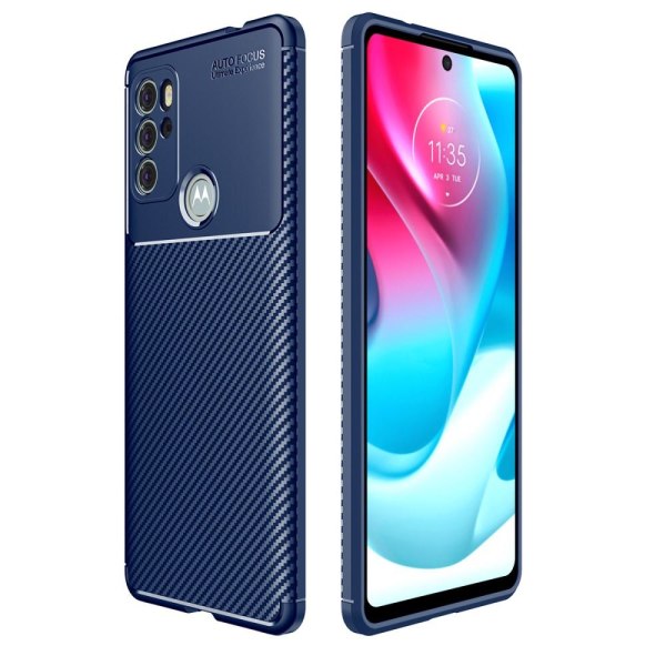 SKALO Moto G60S Carbon Fiber TPU Taske - Blå Blue