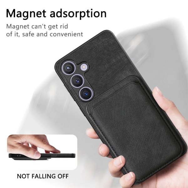 SKALO Samsung S24 PU-Läder Skal med avtagbar Magnet Plånbok - Svart Svart