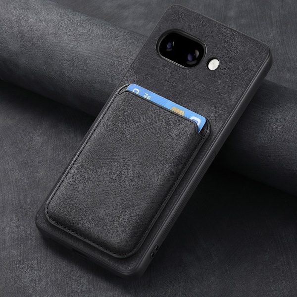 SKALO Google Pixel 9a PU-Läder Magnetisk Korthållare Skal - Svart Svart