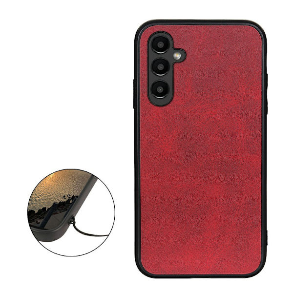 SKALO Samsung A14 4G/5G PU-læder Hybrid Cover - Rød Red
