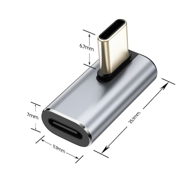 Tech-Protect UltraBoost AA03 USB-C vinkeladapter USB4 100W - Grå Grey