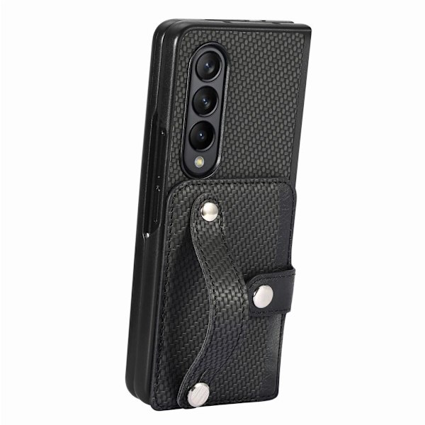 SKALO Samsung Z Fold5 SKALO Samsung Z Fold5 Carbon Fiber Suojakuori  korttipidike / kahva - Musta Black