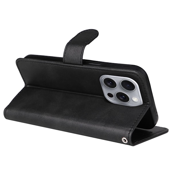 SKALO iPhone 16 Pro Max PU-læder Pungetui - Vælg farve Black