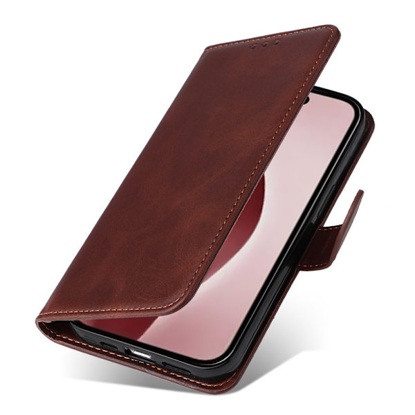 SKALO iPhone 16 Pro PU-læder Pungetui - Vælg farve Brown