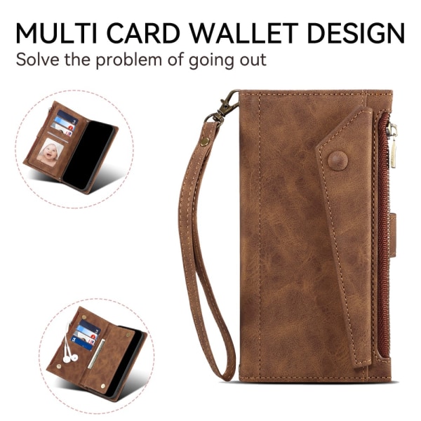 SKALO Motorola Moto G84 5G ESEBLE Big Wallet Lompakkokotelo - Ruskea Brown