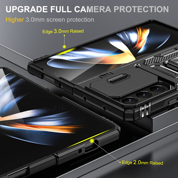 SKALO Samsung Z Fold6 Armor Hybrid Metal Ring Camera Slider - Sort Black