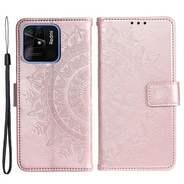 SKALO Xiaomi Redmi 10C Mandala lompakkokotelo - Ruusukulta Pink gold