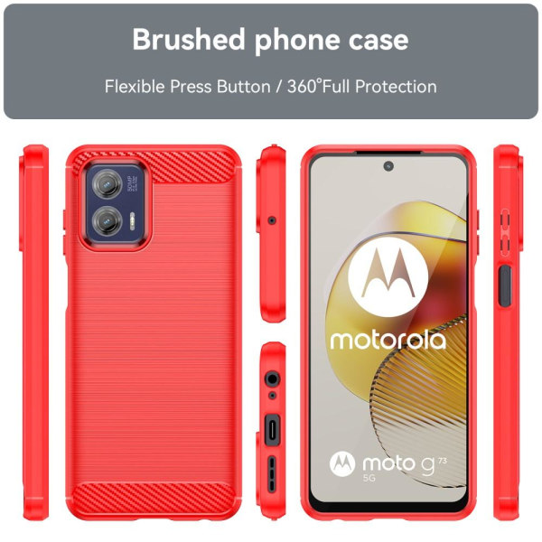 SKALO Motorola Moto G73 5G Armor Carbon Stöttåligt TPU-skal - Fl Röd