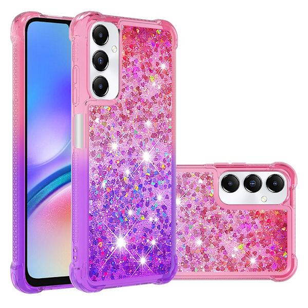 SKALO Samsung A05s 4G Juoksuhiekka Glitter Sydämet TPU kuori - Pinkki-Violetti Multicolor