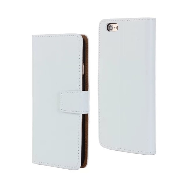 SKALO iPhone 6/6S Flip Cover m. Pung i Ægte Læder - Vælg farve White