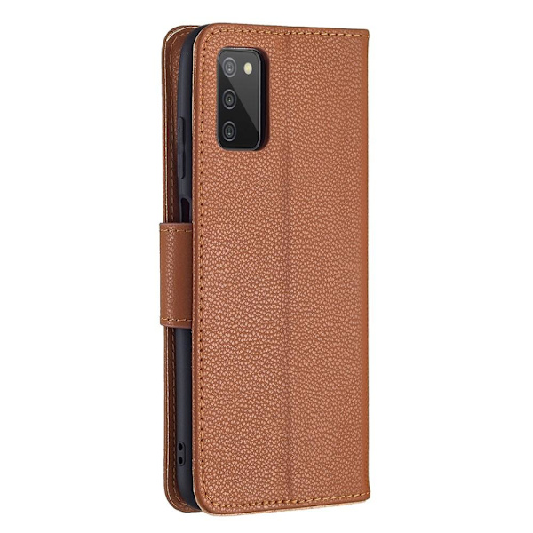SKALO Samsung A02s / A03s Premium Litchi Plånbok - Brun Brown