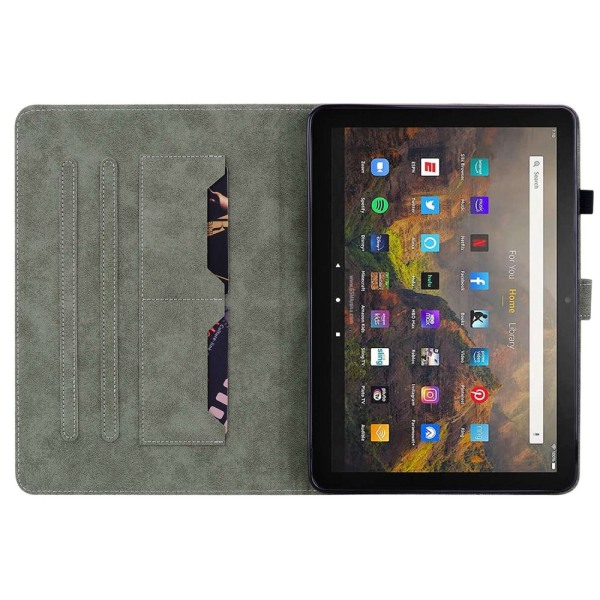 SKALO Amazon Fire HD 10/10 Plus (2021) Cute Tiger PU-læder Flip Grey