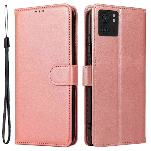 SKALO Motorola Edge 40 5G Premium Wallet Lompakkokotelo - Ruusukulta Pink gold
