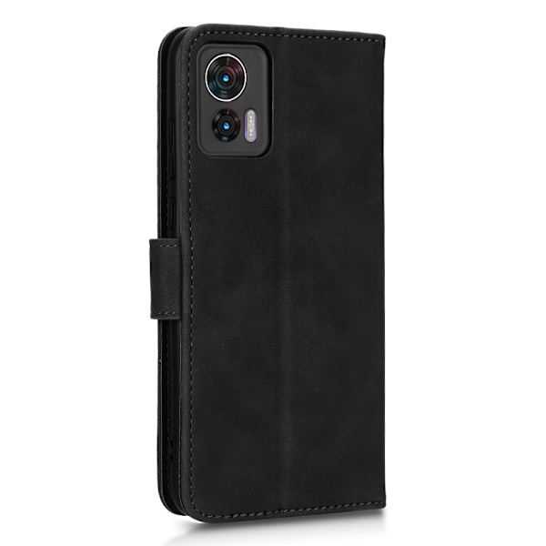 SKALO Motorola Edge 30 Neo 5G Matt PU-Läder Plånboksfodral - Svart Svart
