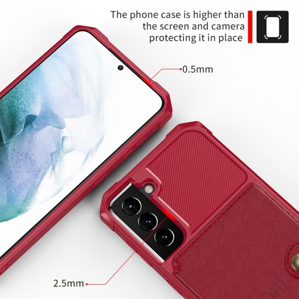 SKALO Samsung S22 Stöttåligt Skal med Plånbok - Röd Röd