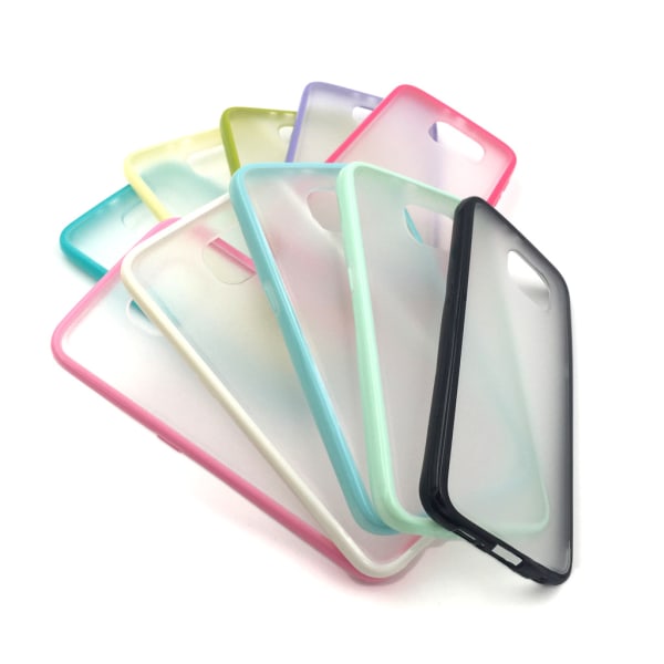 Frosted Transparent cover med farvet ramme Samsung S6 - flere farver Light pink