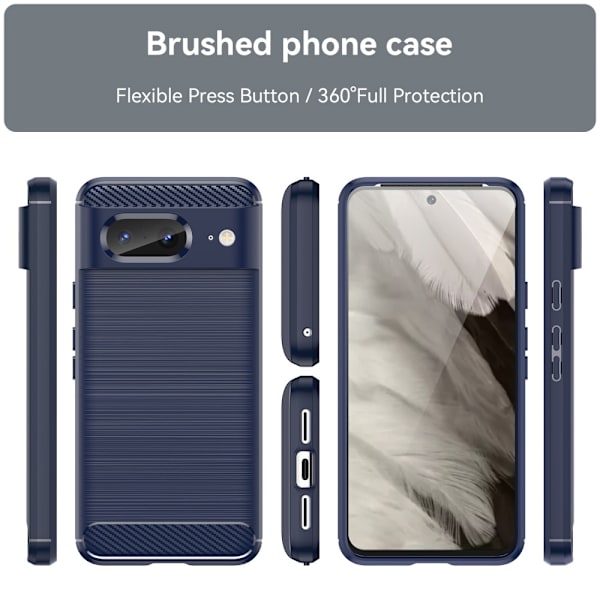 SKALO Google Pixel 8 Armor Carbon Stöttåligt TPU-skal - Fler färger Blå