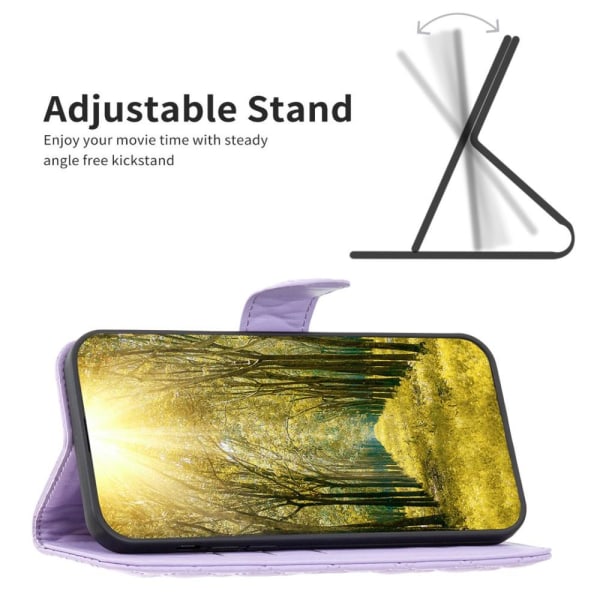 SKALO Motorola Moto G53 5G BINFEN COLOR Tikattu Lompakko - Violetti Purple