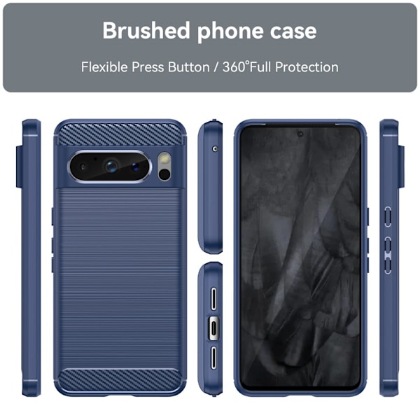 SKALO Google Pixel 8 Pro Armor Carbon Iskunkestävä TPU suojakuori - Valitse väri Blue