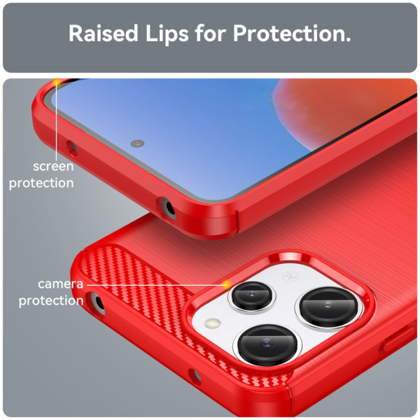 SKALO Xiaomi Redmi 12 4G/5G Armor Carbon Stødsikker TPU-cover - Red