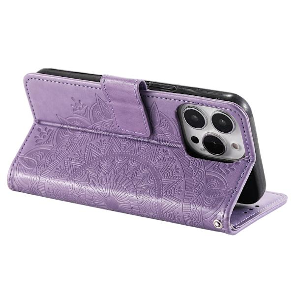 SKALO iPhone 16 Pro Mandala Plånboksfodral - Lila Lila
