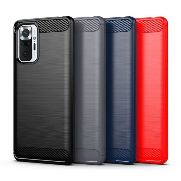 SKALO Xiaomi Redmi Note 10 Pro Armor Carbon Stöttåligt TPU-skal Röd