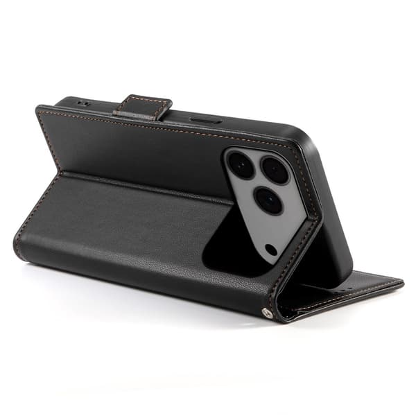 SKALO PU-læder Flip Cover til iPhone 17 Pro Max - Sort Black