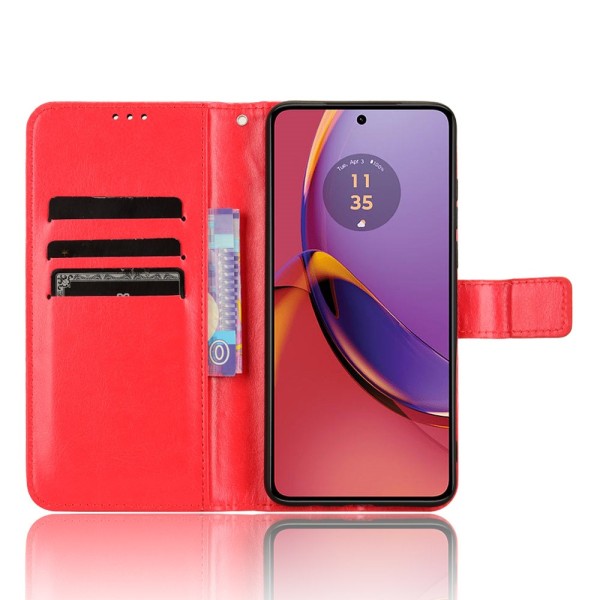 SKALO Motorola Moto G84 5G Flip Cover m. pung i PU-læder - Rød Red