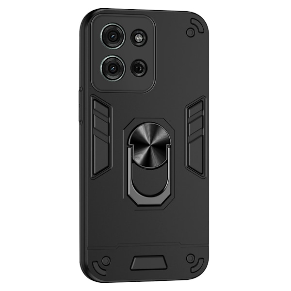 SKALO Motorola Moto G75 5G Armor Metallring Suojakuori - Musta Black