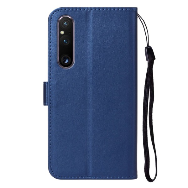 SKALO Sony Xperia 1 V Flip Cover m. pung i PU-læder - Blå Blue