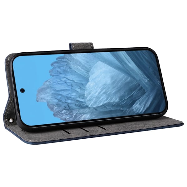 SKALO Google Pixel 9 Pro XL Plånboksfodral i PU-Läder - Blå Blå
