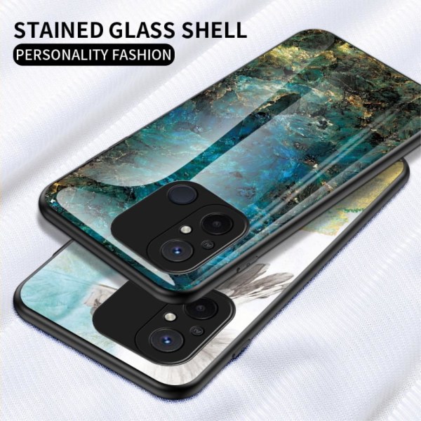 SKALO Xiaomi Redmi 12C 4G Marmor hærdet glas TPU Cover - #1 Multicolor