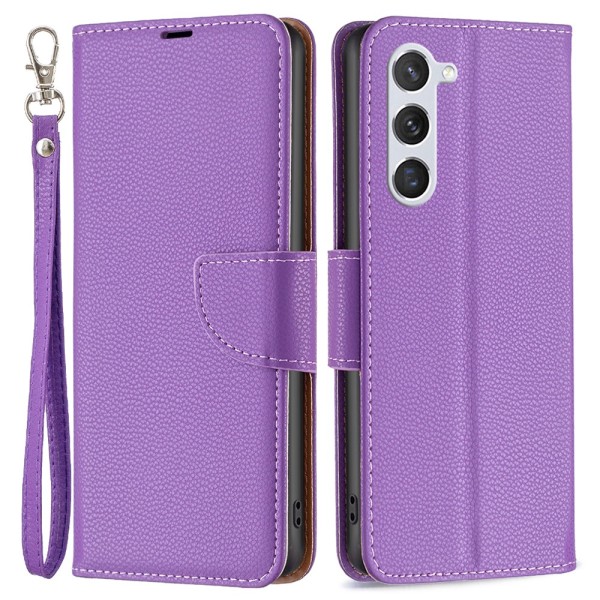 SKALO Samsung S24 Litchi Flip Cover - Lilla Purple