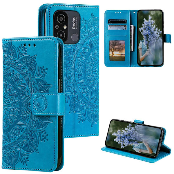 SKALO Xiaomi Redmi 12C 4G Mandala Flip Cover - Blå Blue