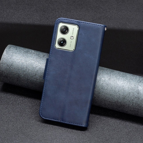 SKALO Motorola Moto G54 5G Flip Cover m. pung i PU-læder - Blå Blue