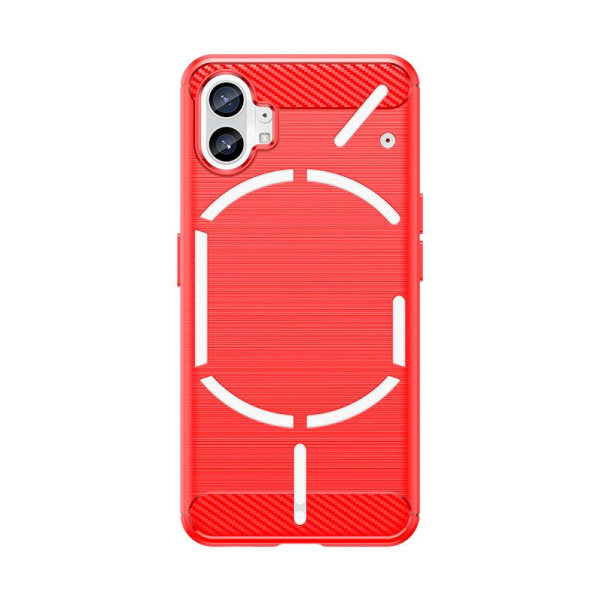 SKALO Nothing Phone (1) Armor Carbon Iskunkestävä TPU suojakuori Red